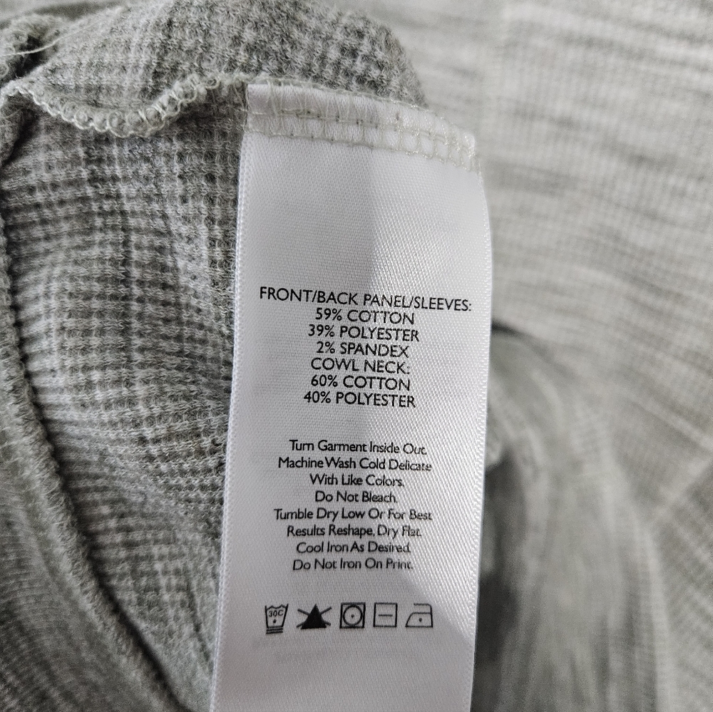 Eddie Bauer Womens Large Cowl Turtleneck Waffle Knit Thermal Gray Long Sleeve - Picture 7 of 8